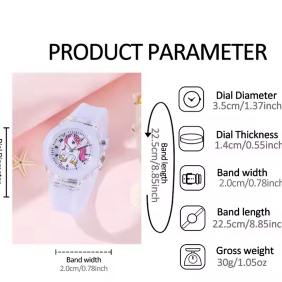 Pink and White Unicorn Watch and Crystal Bracelet - Picture 2 of 2